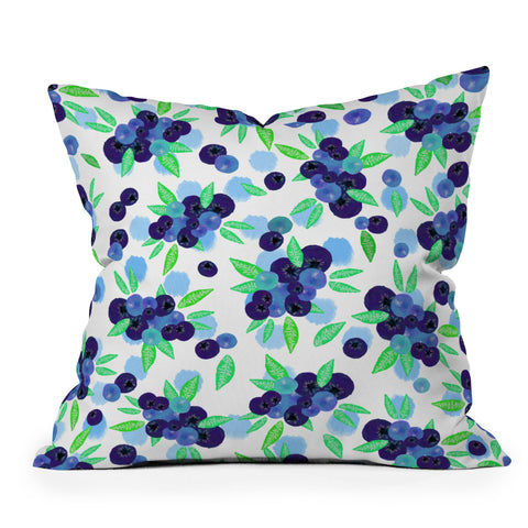Lisa Argyropoulos Blueberries And Dots On White Outdoor Throw Pillow