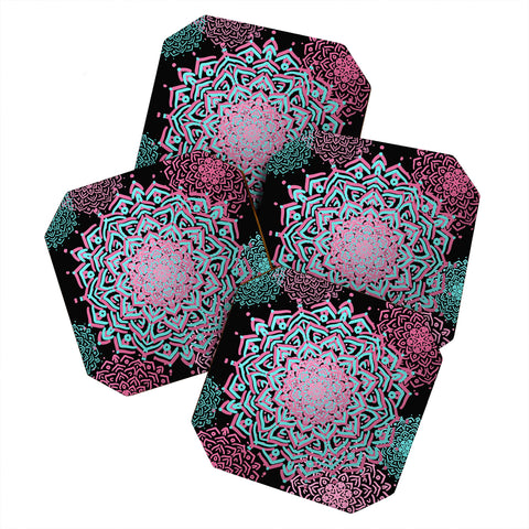 Lisa Argyropoulos Boho Medallions Aqua Rose Coaster Set