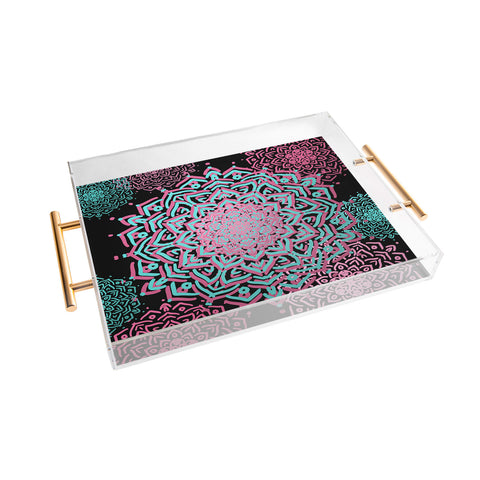 Lisa Argyropoulos Boho Medallions Aqua Rose Acrylic Tray