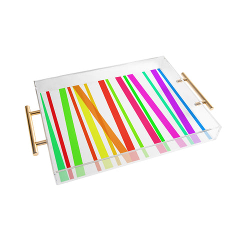 Lisa Argyropoulos Bold Rainbow Stripes Acrylic Tray