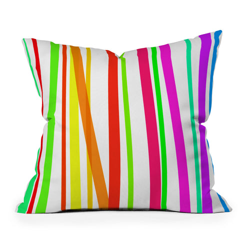 Lisa Argyropoulos Bold Rainbow Stripes Outdoor Throw Pillow