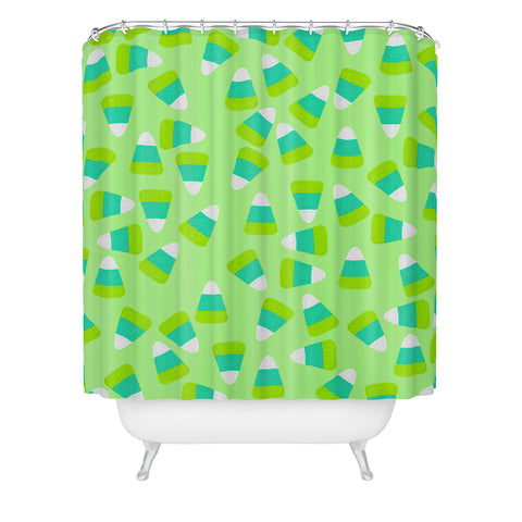 Lisa Argyropoulos Candy Corn Jumble Fang Green Shower Curtain