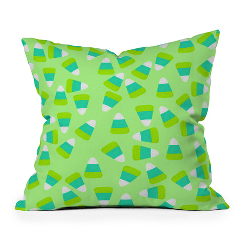 Lisa Argyropoulos Candy Corn Jumble Fang Green Throw Pillow