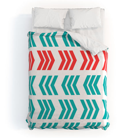 Lisa Argyropoulos Coral Pop and Aqua Zig Zag Duvet Cover