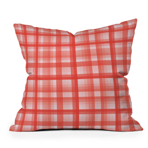 Lisa Argyropoulos Country Plaid Vintage Red Outdoor Throw Pillow