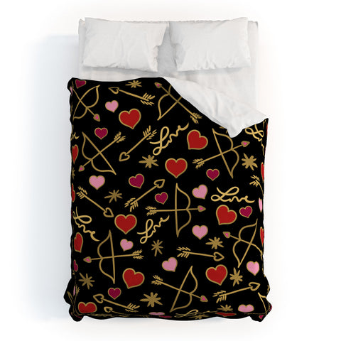 Lisa Argyropoulos Cupid Love on Black Duvet Cover