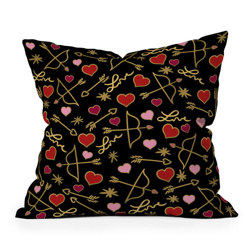 Lisa Argyropoulos Cupid Love on Black Outdoor Throw Pillow