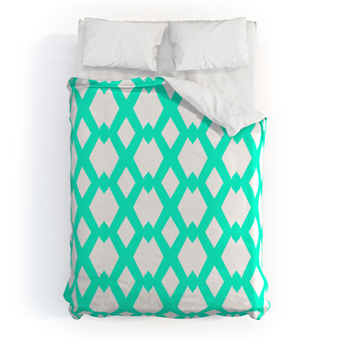 Lisa Argyropoulos Daffy Lattice Aqua Duvet Cover