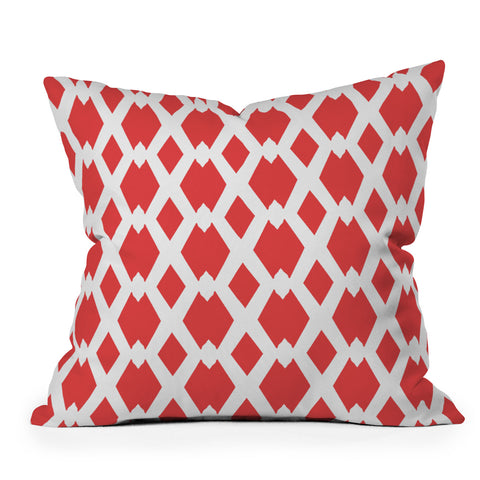 Lisa Argyropoulos Daffy Lattice Coral Outdoor Throw Pillow