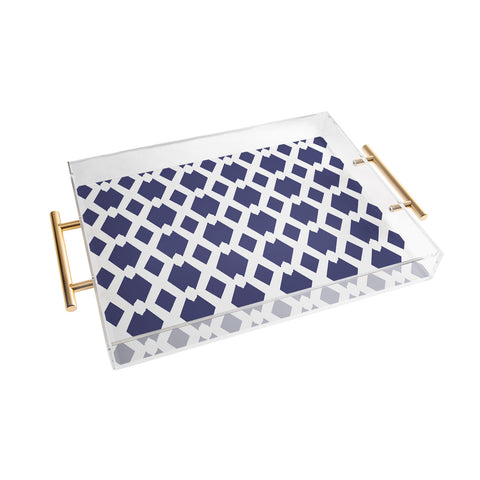 Lisa Argyropoulos Daffy Lattice Navy Acrylic Tray
