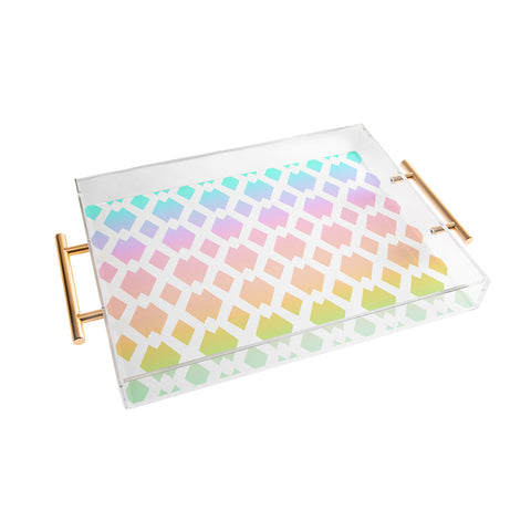 Lisa Argyropoulos Daffy Lattice Pastel Rainbow Acrylic Tray
