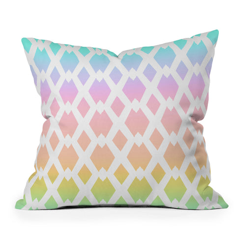 Lisa Argyropoulos Daffy Lattice Pastel Rainbow Outdoor Throw Pillow