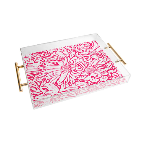 Lisa Argyropoulos Daisy Daisy In Bold Pink Acrylic Tray
