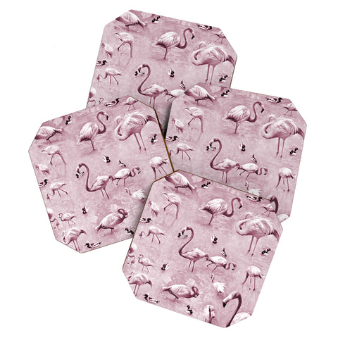 Lisa Argyropoulos Flamingos Vintage Rose Coaster Set