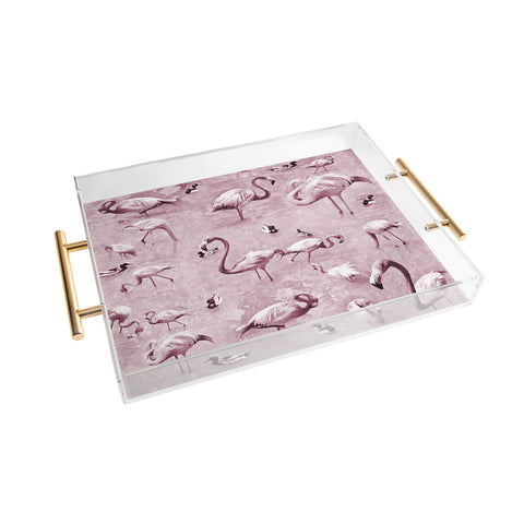 Lisa Argyropoulos Flamingos Vintage Rose Acrylic Tray