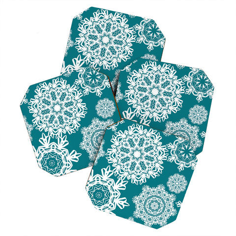 Lisa Argyropoulos Flurries on Teal Coaster Set