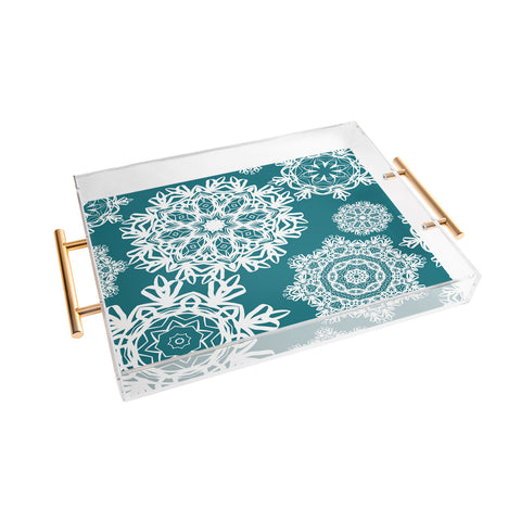Lisa Argyropoulos Flurries on Teal Acrylic Tray