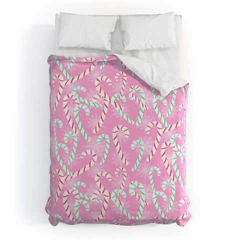 Lisa Argyropoulos Frosty Canes Pink Duvet Cover