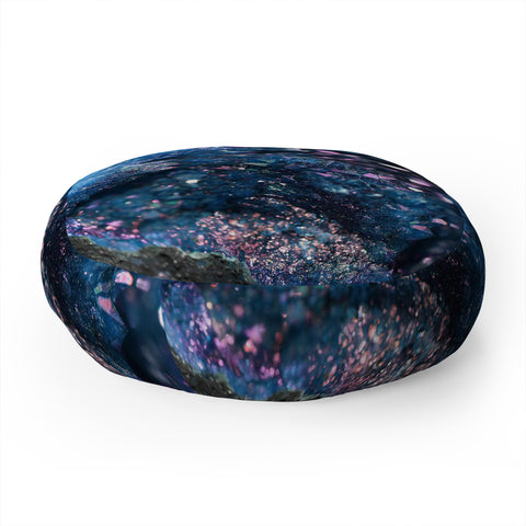 Lisa Argyropoulos Geode Abstract Teal Floor Pillow Round