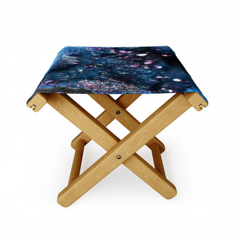 Lisa Argyropoulos Geode Abstract Teal Folding Stool