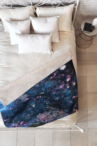 Lisa Argyropoulos Geode Abstract Teal Fleece Throw Blanket