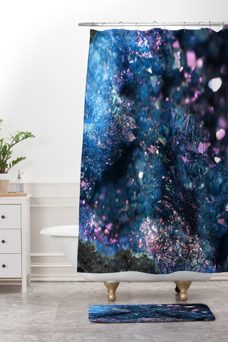 Lisa Argyropoulos Geode Abstract Teal Shower Curtain And Mat