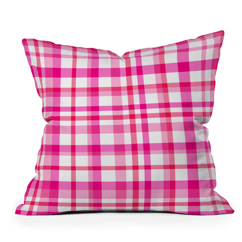Lisa Argyropoulos Glamour Pink Plaid Outdoor Throw Pillow