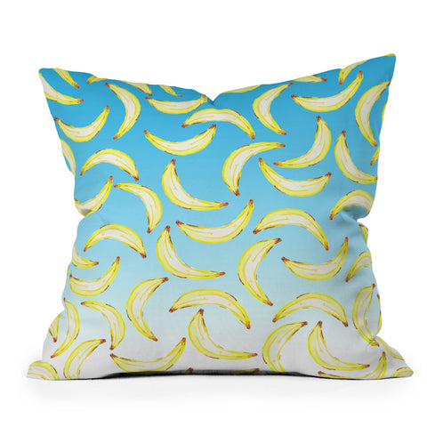 Lisa Argyropoulos Gone Bananas Ombre Blue Outdoor Throw Pillow