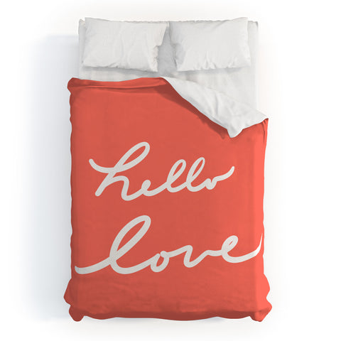 Lisa Argyropoulos hello love coral Duvet Cover