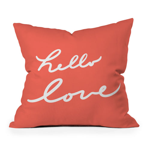 Lisa Argyropoulos hello love coral Outdoor Throw Pillow