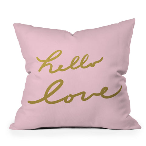 Lisa Argyropoulos hello love pink Outdoor Throw Pillow