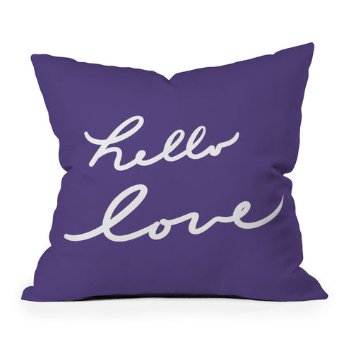Lisa Argyropoulos Hello Love Violet Outdoor Throw Pillow