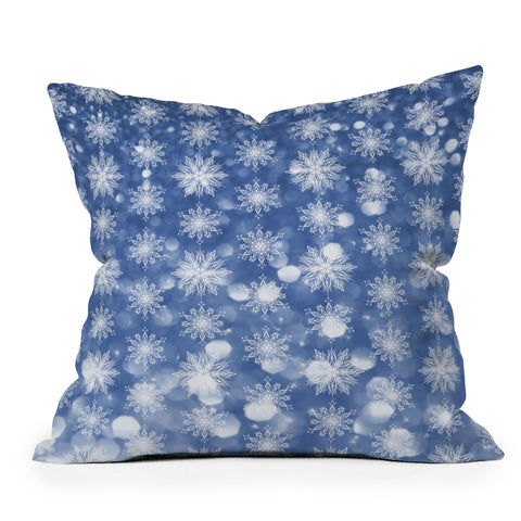 Lisa Argyropoulos Holiday Blue and Flurries Outdoor Throw Pillow
