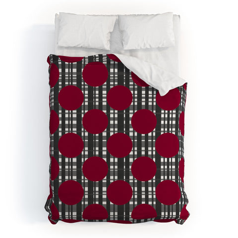 Lisa Argyropoulos Holiday Plaid and Dots Red Duvet Cover