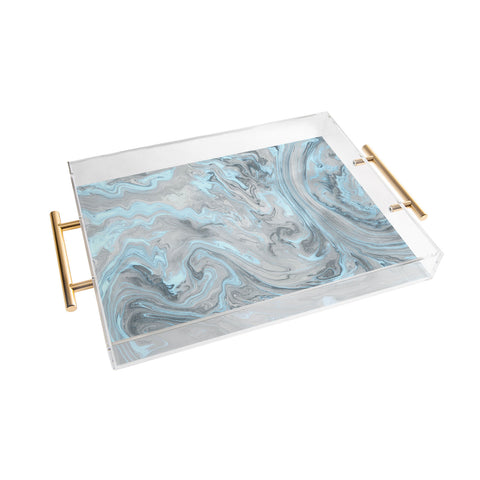 Lisa Argyropoulos Ice Blue and Gray Marble Acrylic Tray