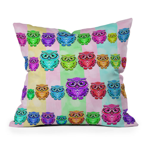 Lisa Argyropoulos Little Hoots Stripes Multicolor Outdoor Throw Pillow