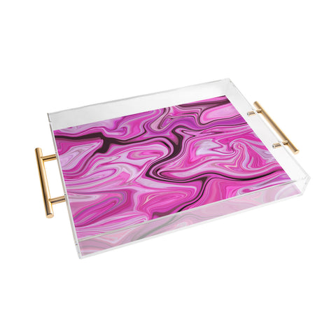 Lisa Argyropoulos Marbled Frenzy Glamour Pink Acrylic Tray