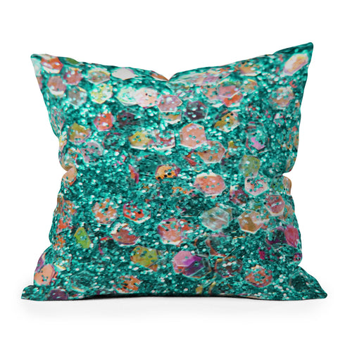 Lisa Argyropoulos Mermaid Scales Teal Outdoor Throw Pillow
