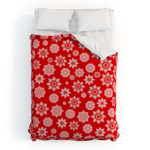 Lisa Argyropoulos Mini Flurries On Red Duvet Cover