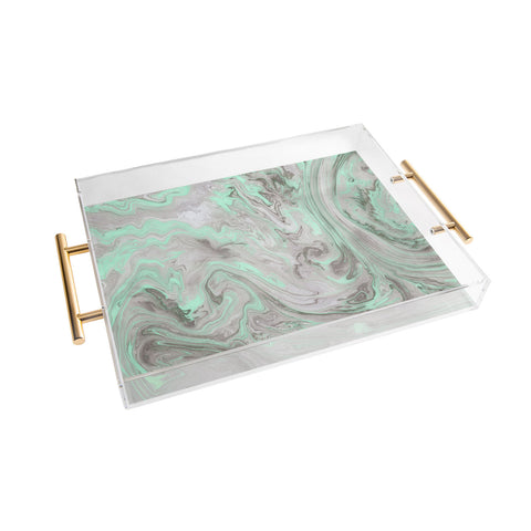 Lisa Argyropoulos Mint and Gray Marble Acrylic Tray