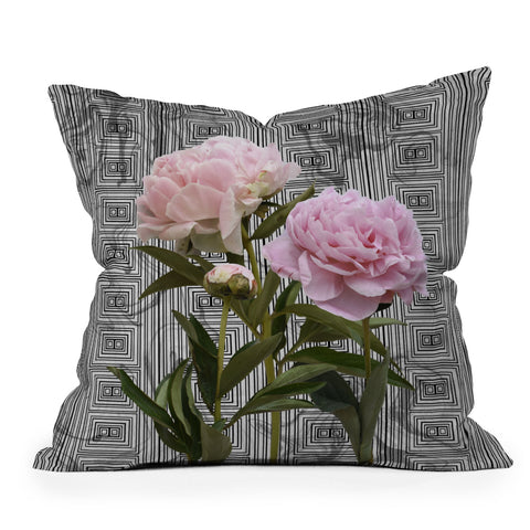Lisa Argyropoulos Modern Grecco Peonies Outdoor Throw Pillow