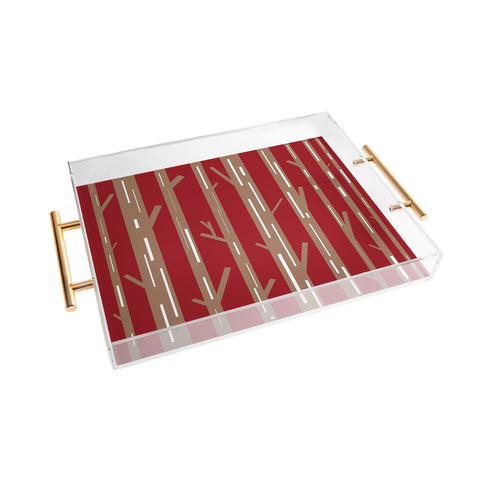 Lisa Argyropoulos Modern Trees Red Acrylic Tray