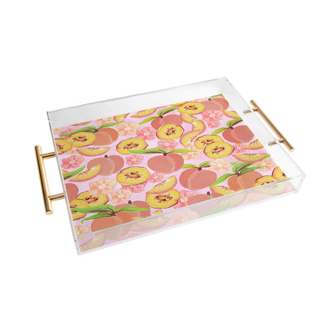 Lisa Argyropoulos Peaches On Pink Acrylic Tray