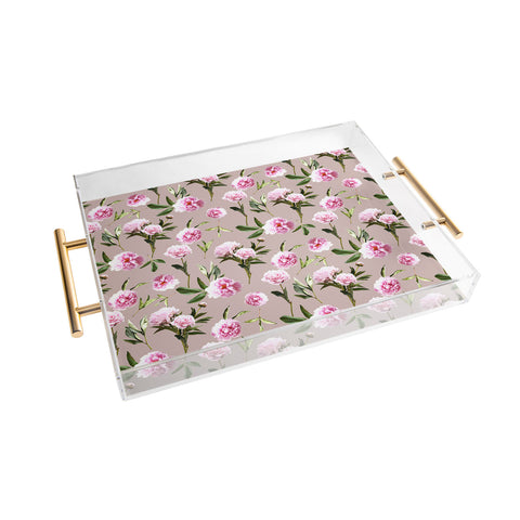 Lisa Argyropoulos Peonies in Her Dreams Mocha Acrylic Tray