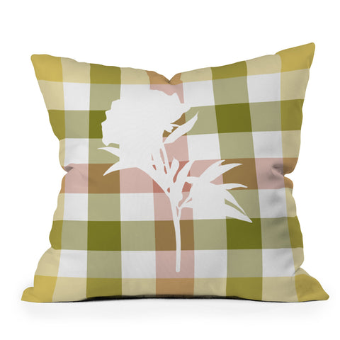 Lisa Argyropoulos Peony Harvest Plaid Outdoor Throw Pillow