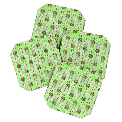 Lisa Argyropoulos Pineapple Jungle Green Coaster Set