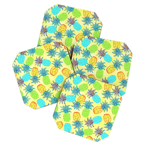 Lisa Argyropoulos Pineapple Pandemonium Yellow Coaster Set