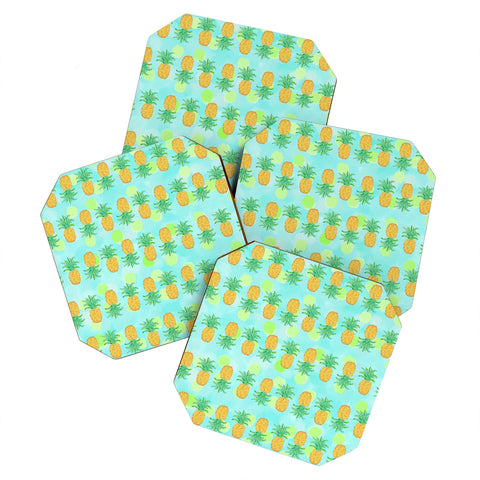 Lisa Argyropoulos Pineapples And Polka Dots Coaster Set