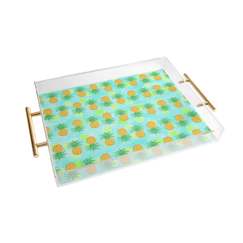 Lisa Argyropoulos Pineapples And Polka Dots Acrylic Tray