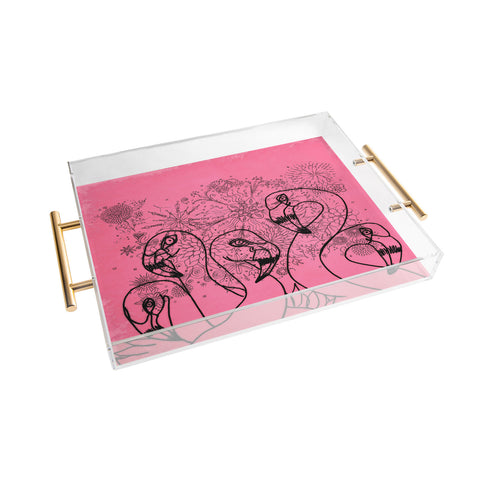 Lisa Argyropoulos Pink Flamingos Acrylic Tray
